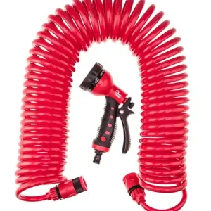 Zestaw z wężem ogrodowym spiralnym 15 m Nowy